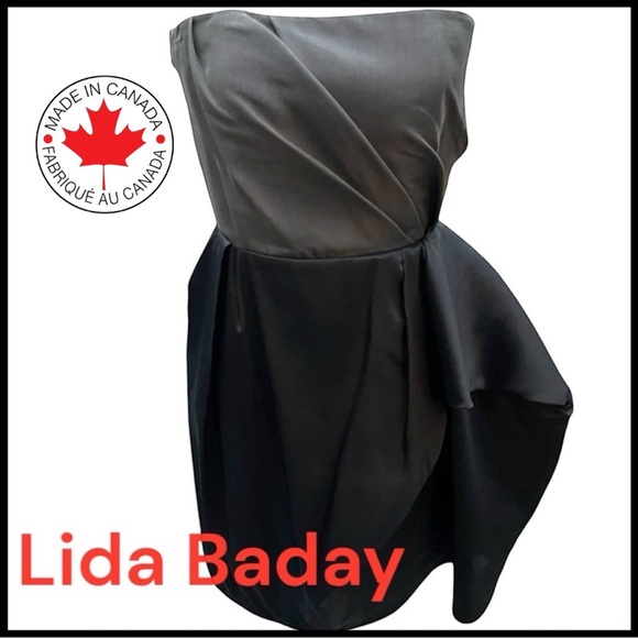 Lida Baday Grey/Black Silk Top Strapless Party Dress (4-6) - Picture 1 of 14